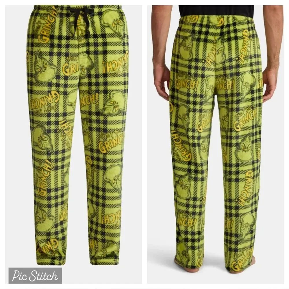 Dr. Seuss Men's Grinch Pajama Fleece Sleep Pants XL